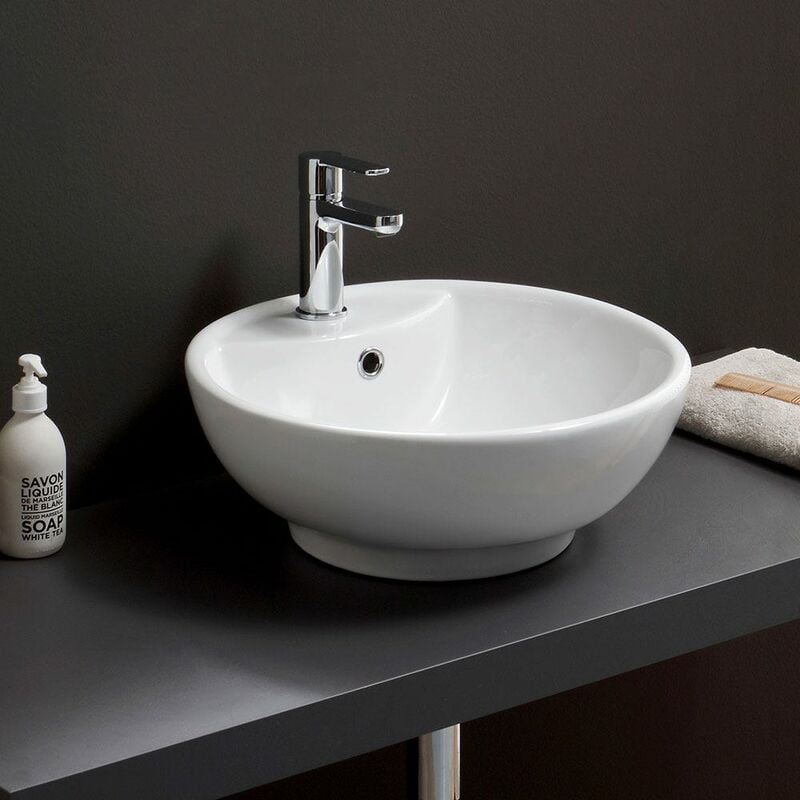 foto del prodotto kiamami valentina lavabo bianco da appoggio, forma tonda