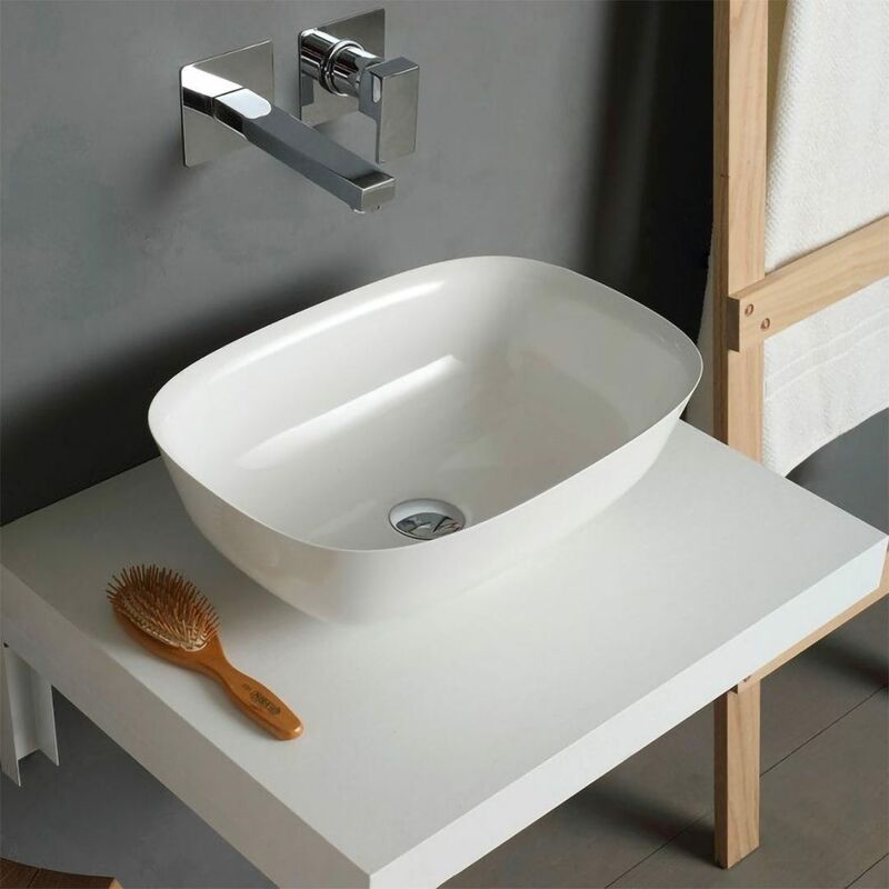 foto del prodotto kiamami valentina lavabo da appoggio opaco in resina senza foro rubinetto