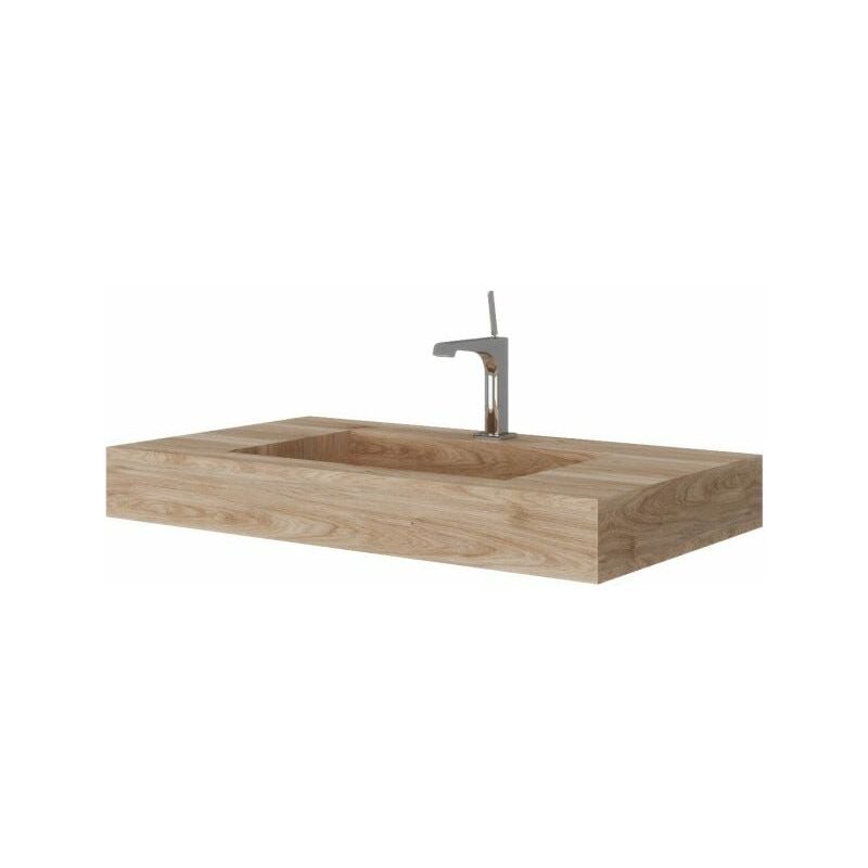 foto del prodotto kiamami valentina lavabo in stratificato hpl con vasca centrale rovere miele 80cm