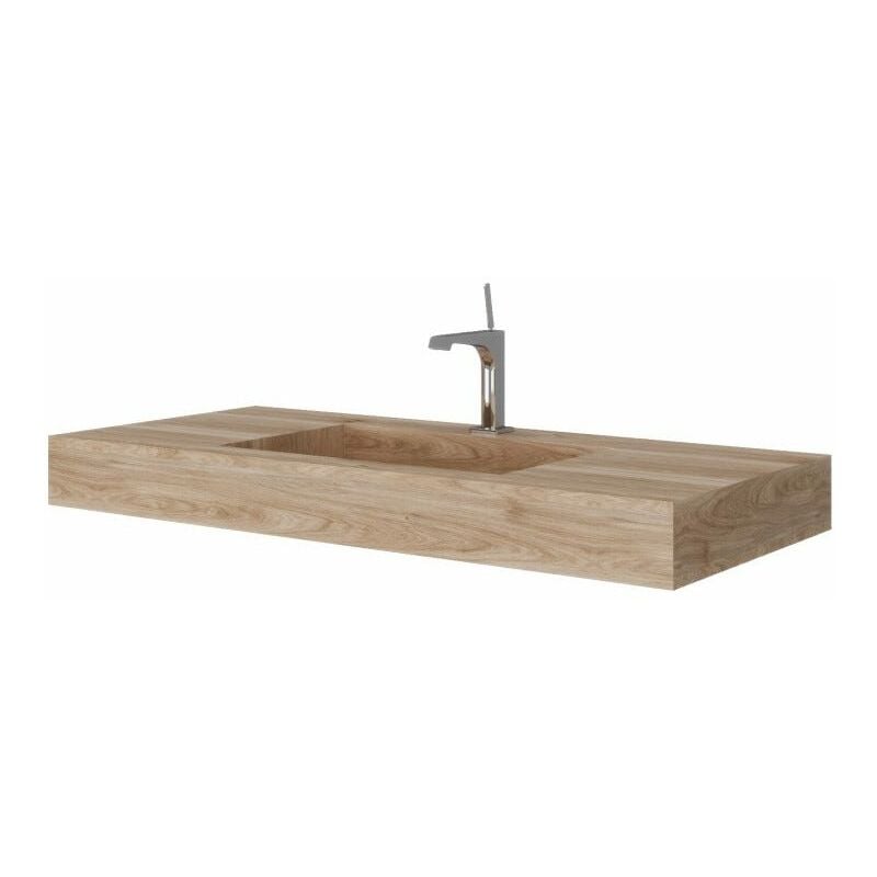 foto del prodotto kiamami valentina lavandino bagno hpl sospeso 100cm in rovere miele