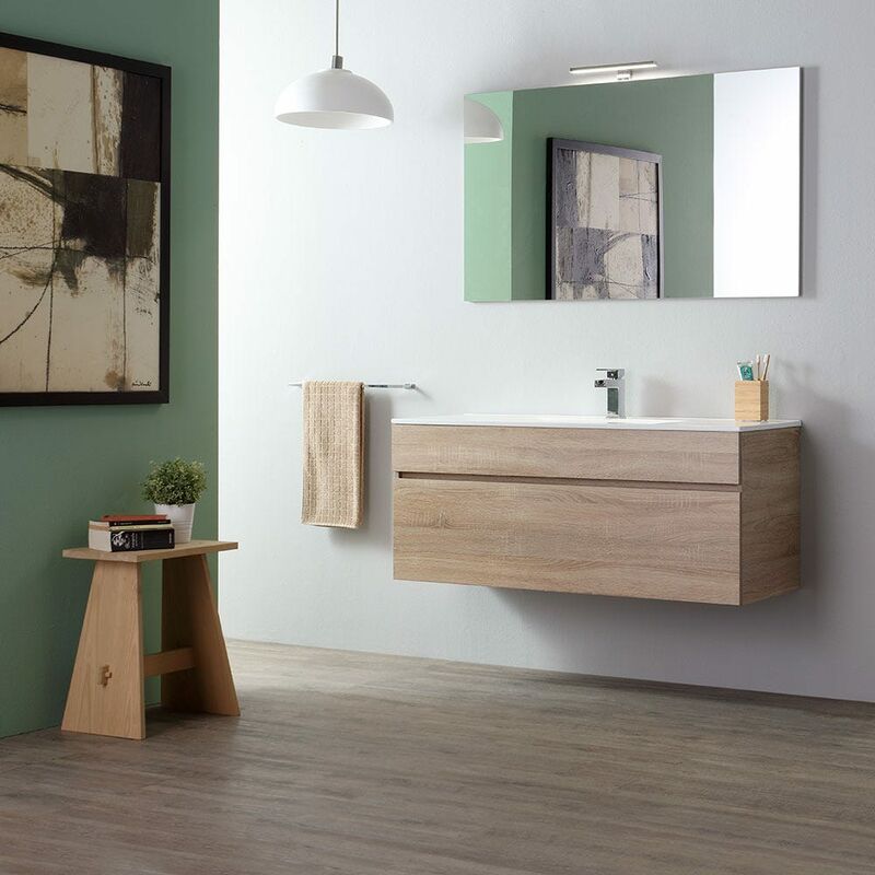 foto del prodotto kiamami valentina mobile arredo bagno 120 cm in quercia naturale sospeso sole