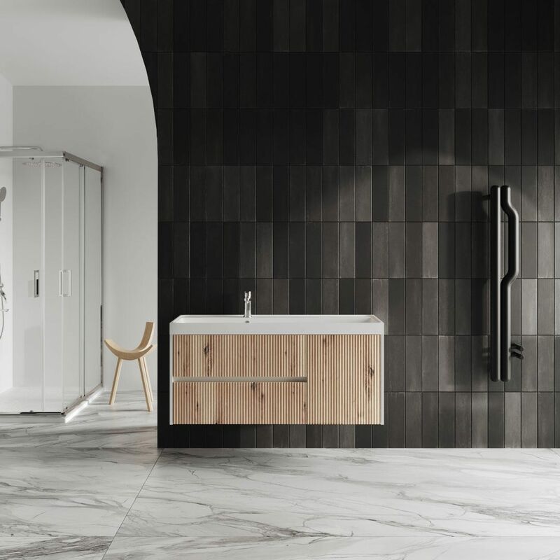foto del prodotto kiamami valentina mobile bagno 120cm rovere cannettato senza specchio cortina