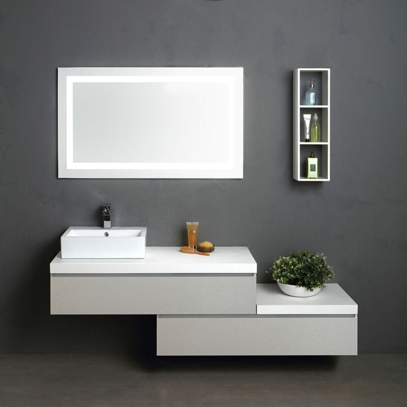 foto del prodotto kiamami valentina mobile bagno 180cm 2 cassetti grigio perla e top bianco valentina