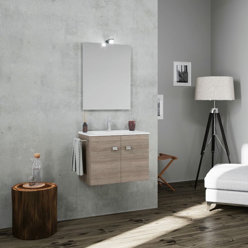 foto del prodotto kiamami valentina mobile bagno 60cm quercia porta asciugamani metallo square