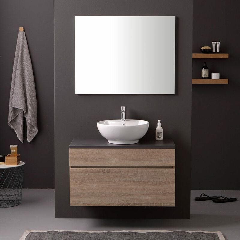 foto del prodotto kiamami valentina mobile bagno 90cm con top ardesia per lavabo da appoggio in ceramica sole
