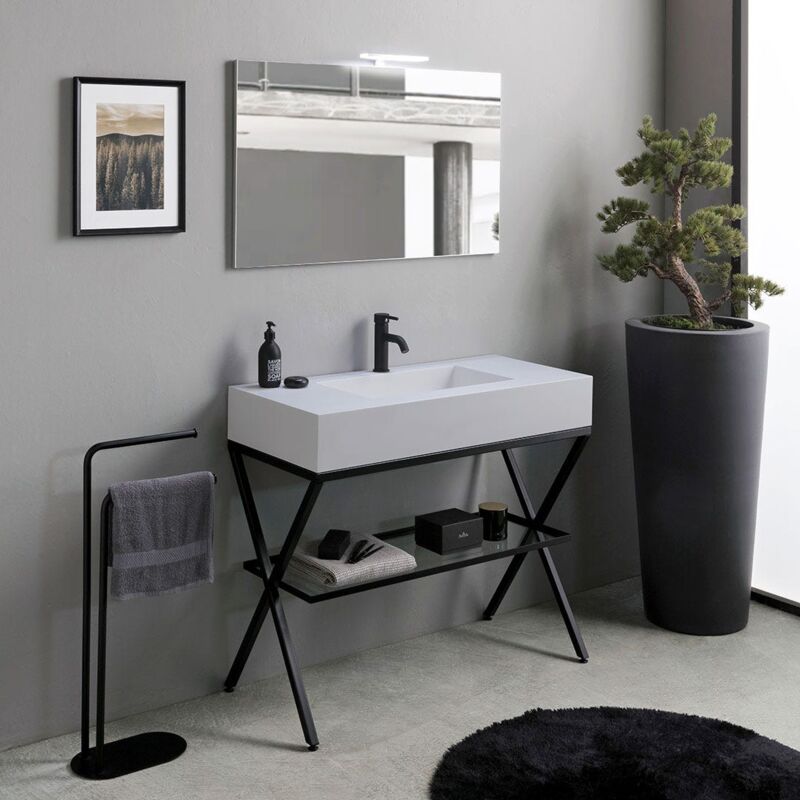 foto del prodotto kiamami valentina mobile bagno a terra 100cm con design industrial manchester