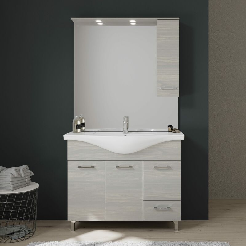 foto del prodotto kiamami valentina mobile bagno a terra 105 cm con ante lavabo e specchio rimini