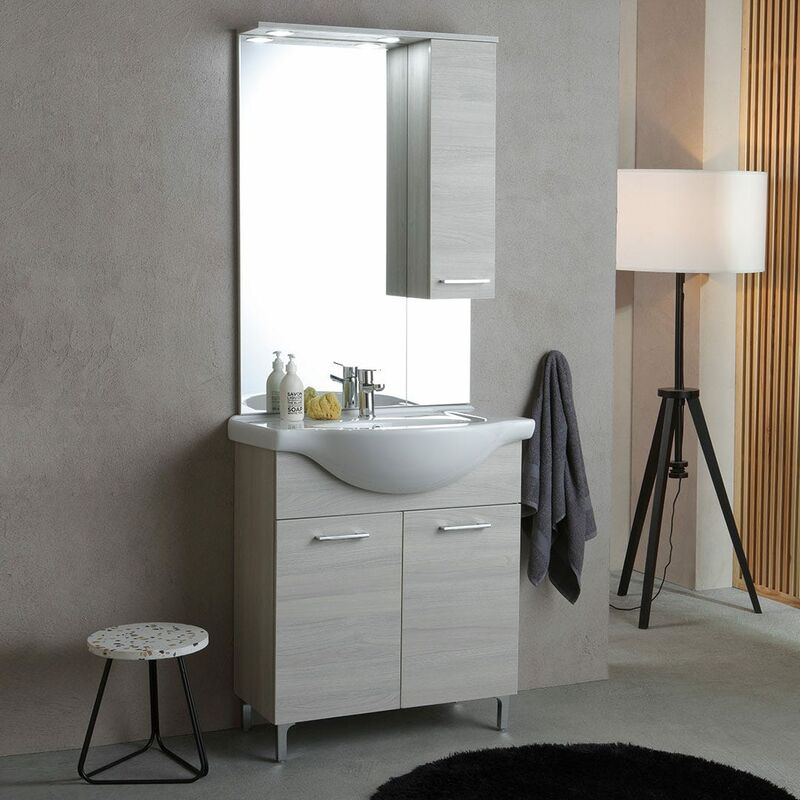 foto del prodotto kiamami valentina mobile bagno a terra 75cm grigio effetto legno rimini