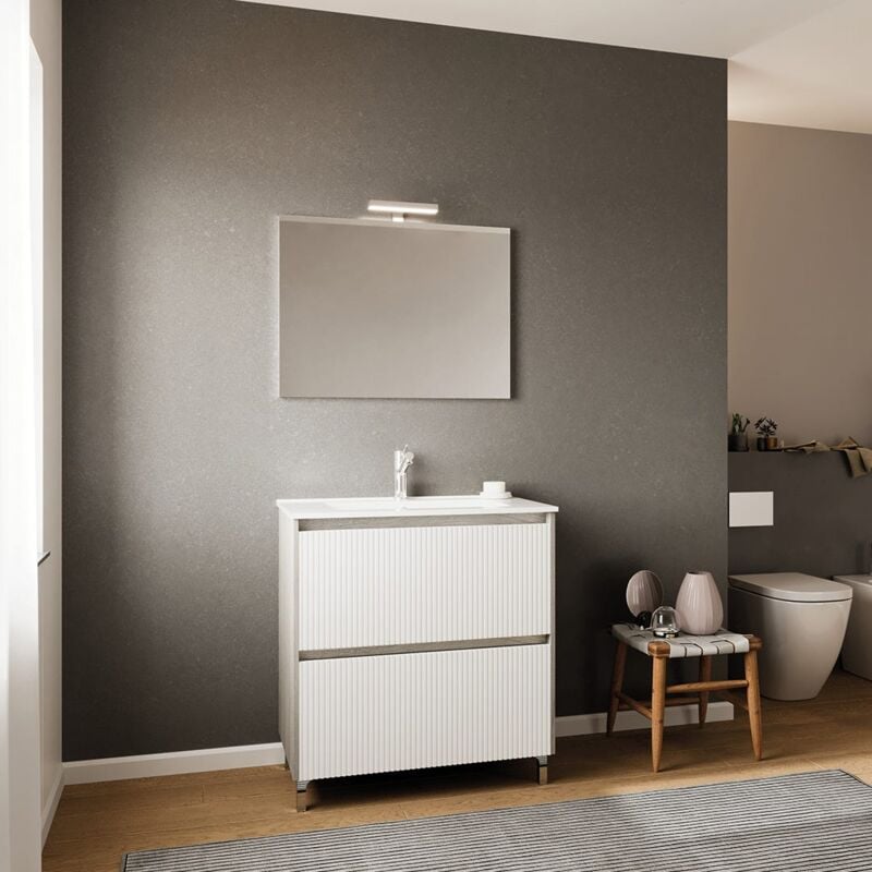 foto del prodotto kiamami valentina mobile bagno a terra 80cm con frontale cannettato corfu 