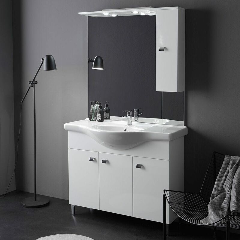 foto del prodotto kiamami valentina mobile bagno a terra con lavabo da 105cm bianco lucido smeraldo