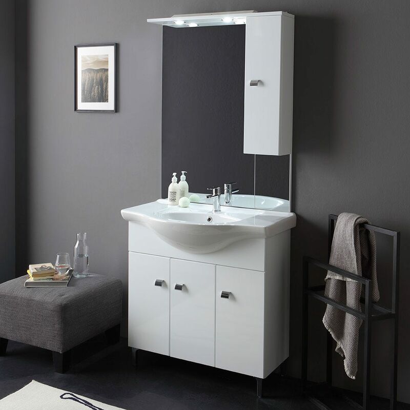 foto del prodotto kiamami valentina mobile bagno a terra da 85cm in bianco lucido smeraldo