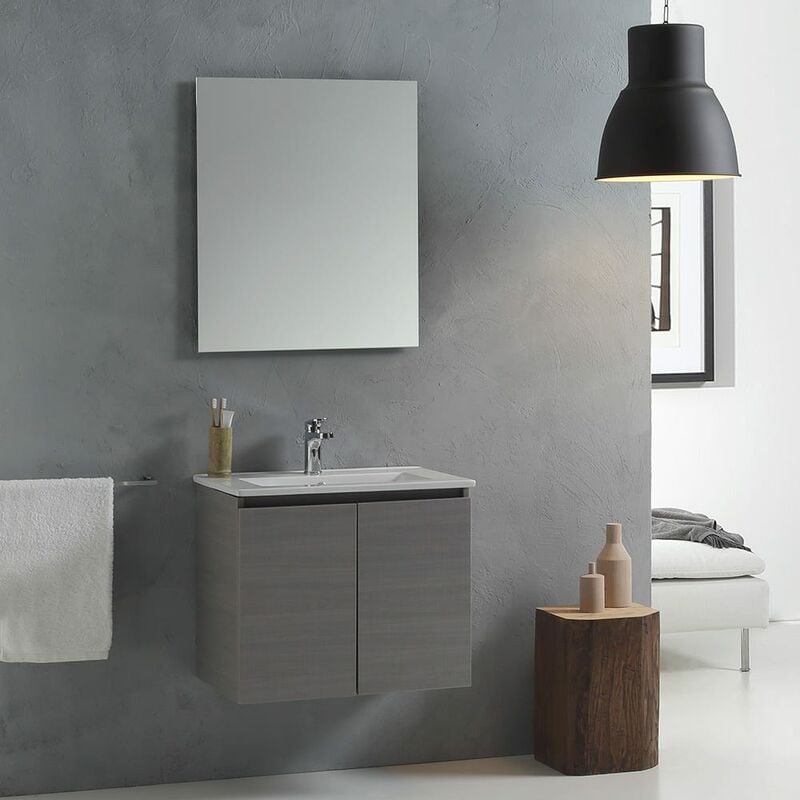 foto del prodotto kiamami valentina mobile bagno con lavabo da 60 cm con ante in grigio vinci