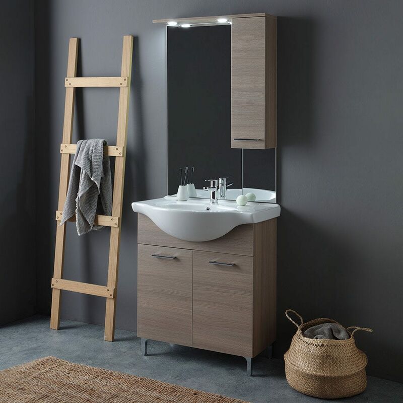 foto del prodotto kiamami valentina mobile bagno con piedini cromati 75cm quercia naturale rimini