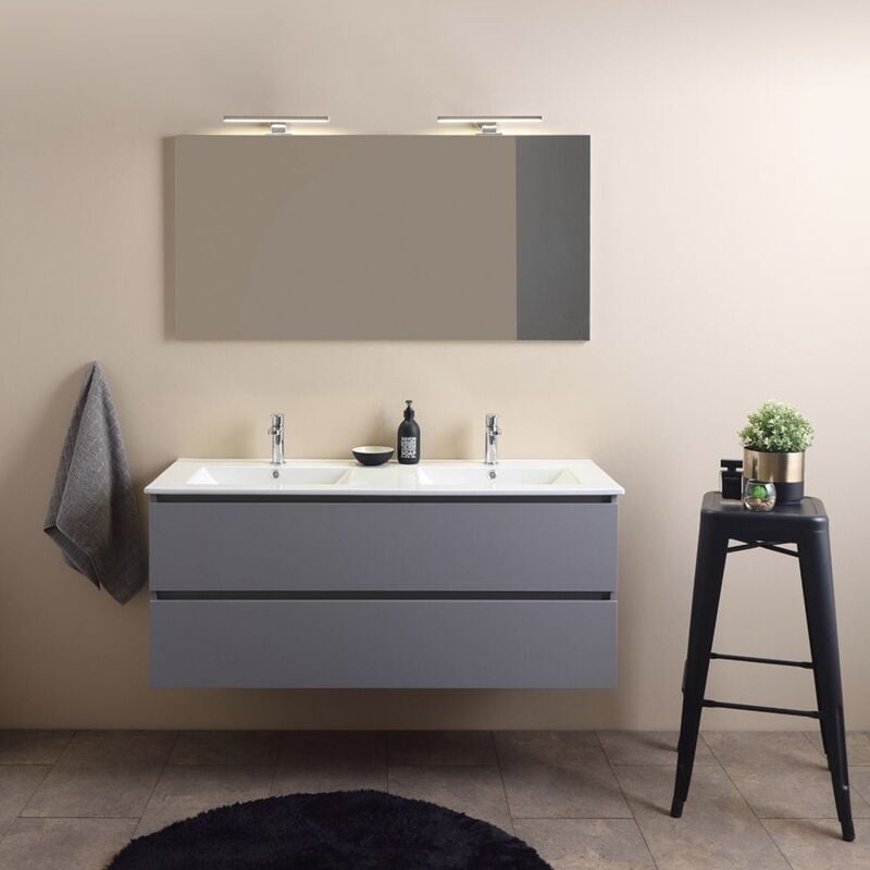 foto del prodotto kiamami valentina mobile bagno doppio lavabo 120cm con cassetti grigio barcellona