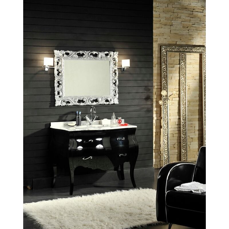foto del prodotto kiamami valentina mobile bagno in stile barocco bombato con cassetti laccato nero