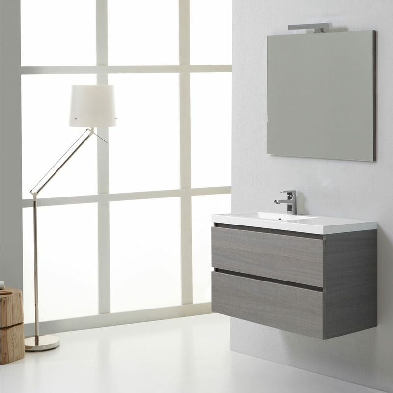 foto del prodotto kiamami valentina mobile bagno manhattan 90 cm con cassetti con vasca a sinistra