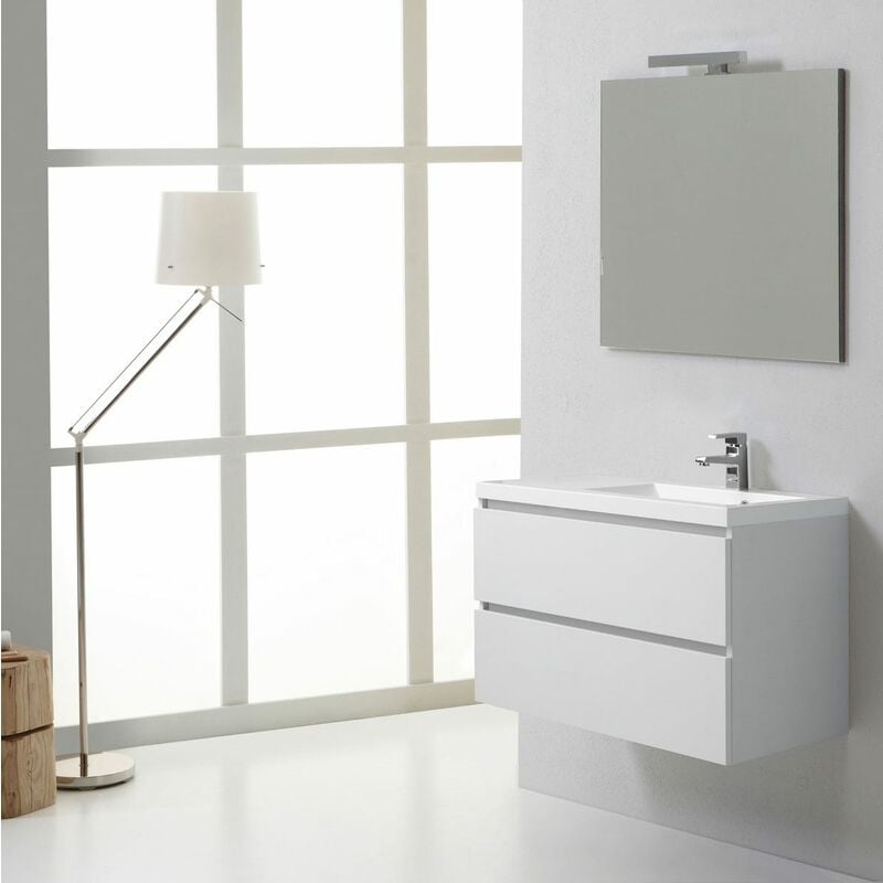 foto del prodotto kiamami valentina mobile bagno manhattan 90 cm con cassetti destro bianco foresta