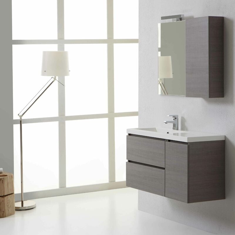 foto del prodotto kiamami valentina mobile bagno manhattan 90x40 cm con cassetti e pensile destro