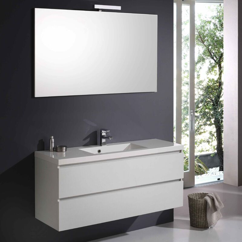 foto del prodotto kiamami valentina mobile bagno manhattan con cassetti 120 cm in bianco foresta