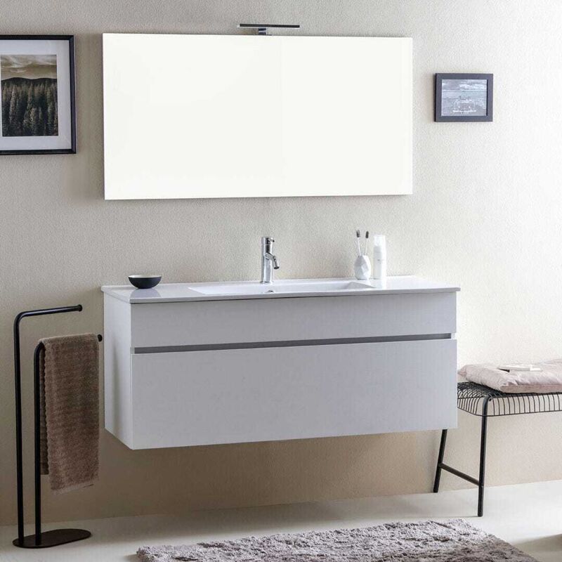 foto del prodotto kiamami valentina mobile bagno moderno promenade con lavabo da 120 cm e specchio sole