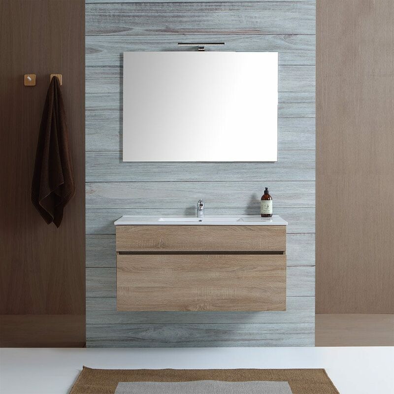 foto del prodotto kiamami valentina mobile bagno sospeso 100 cm in legno quercia naturale sole