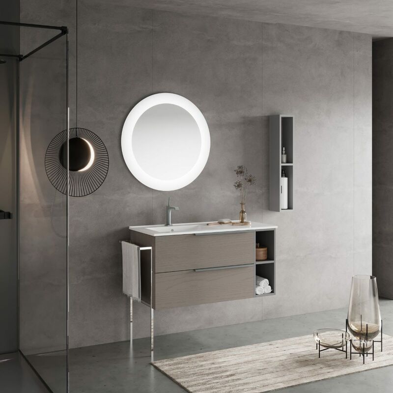 foto del prodotto kiamami valentina mobile bagno sospeso 100cm cassetti frassino e vano a giorno new york
