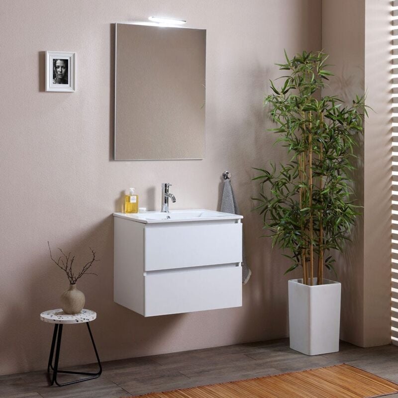 foto del prodotto kiamami valentina mobile bagno sospeso 60 cm salva spazio bianco berlin