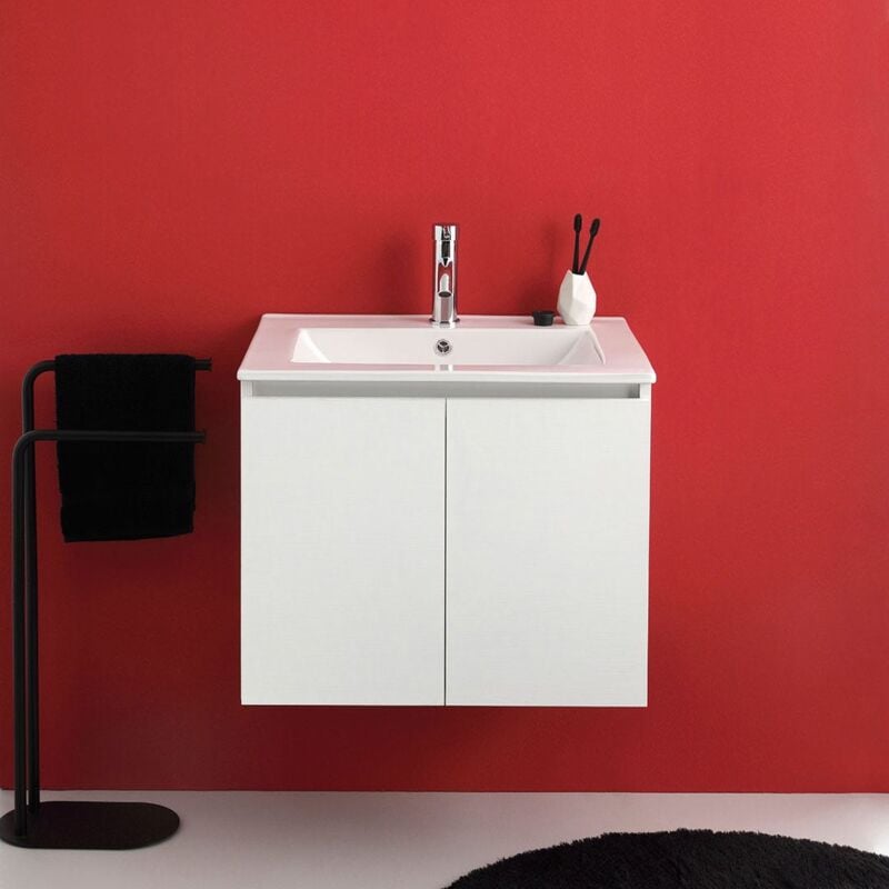 foto del prodotto kiamami valentina mobile bagno sospeso 60cm con 2 ante bianco export e lavabo bilbao