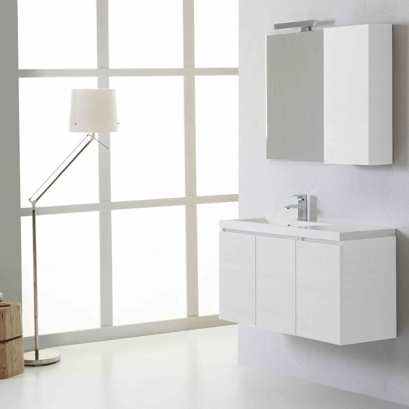 foto del prodotto kiamami valentina mobile bagno sospeso 90 cm con pensile e specchio serie manhattan