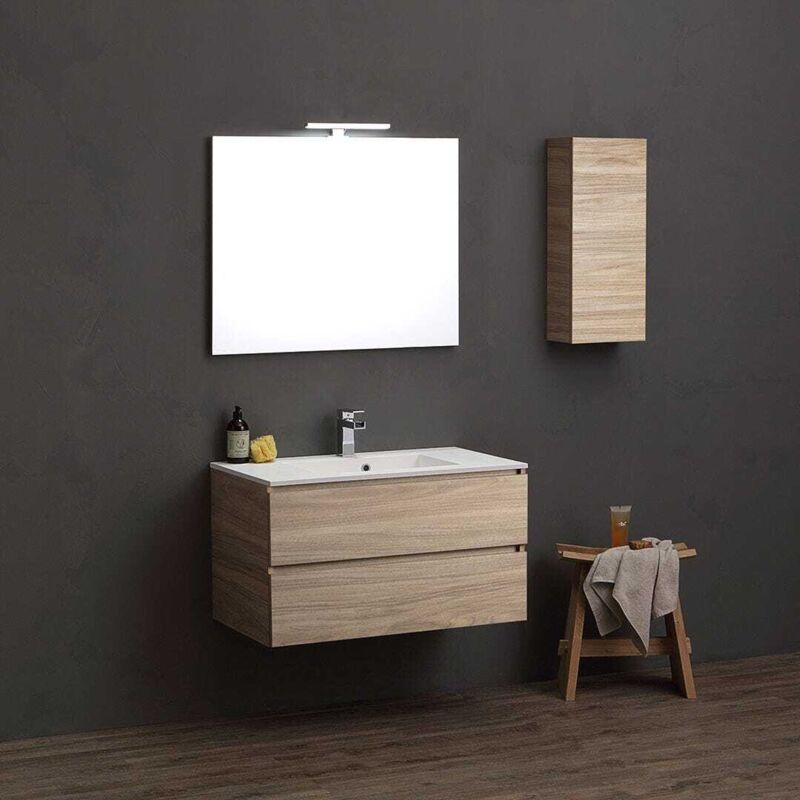 foto del prodotto kiamami valentina mobile bagno sospeso 90cm con pensile rovere naturale valentina