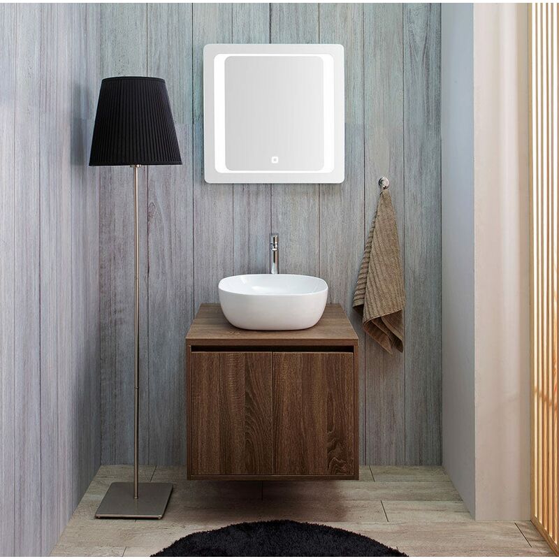 foto del prodotto kiamami valentina mobile bagno sospeso cm 60 noce scuro con lavabo appoggio siena
