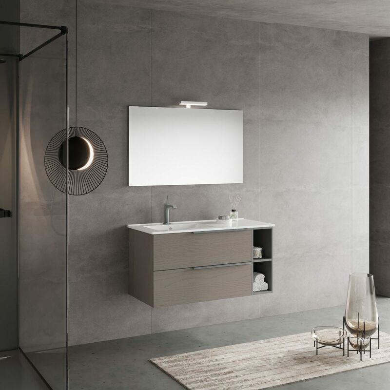 foto del prodotto kiamami valentina mobile bagno sospeso da 100cm grigio frassino con specchio 100x60 new york