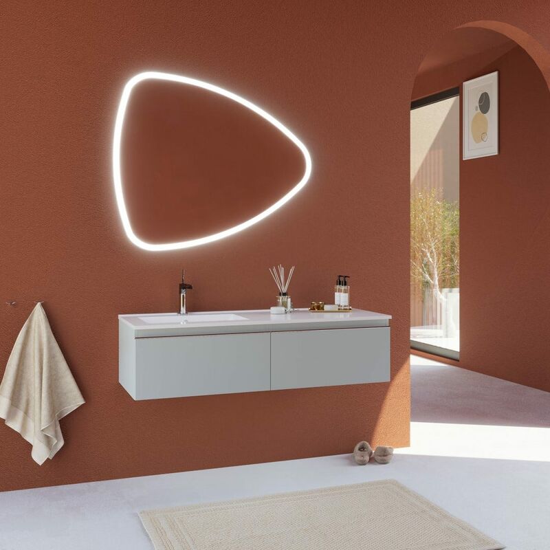 foto del prodotto kiamami valentina mobile bagno sospeso grigio chiaro 120cm, lavabo asimmetrico seattle