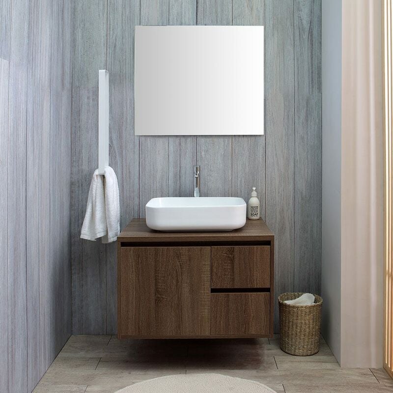 foto del prodotto kiamami valentina mobile bagno sottolavabo cm 75 noce scuro lavabo e specchio siena