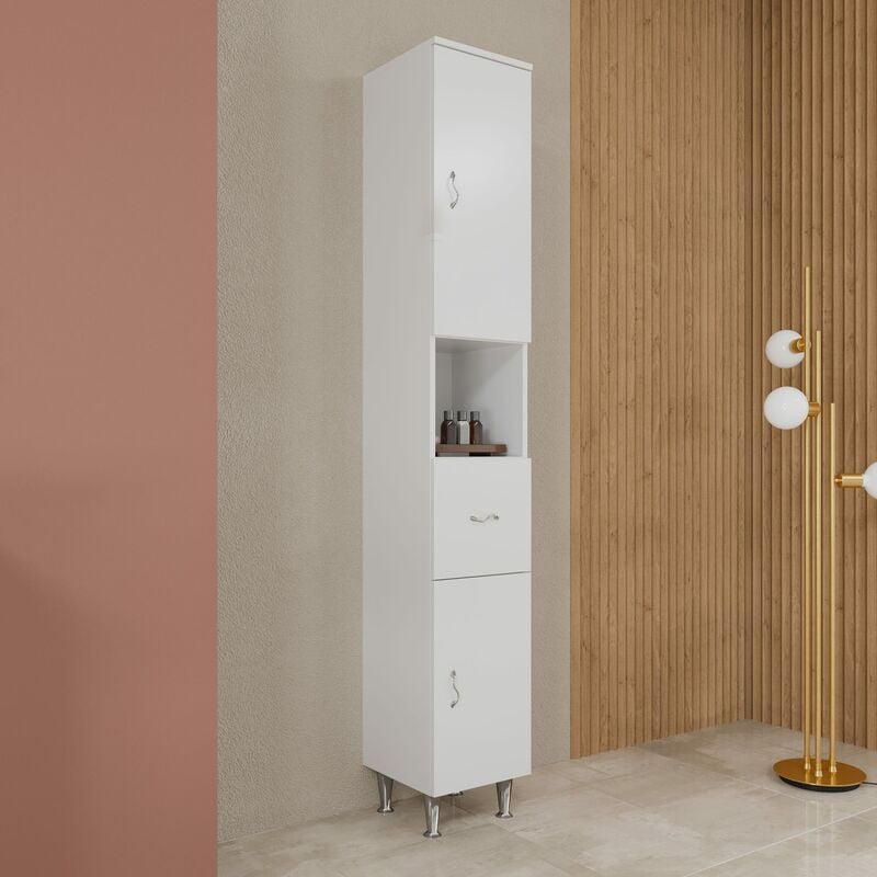 foto del prodotto kiamami valentina mobile colonna bagno a terra bianco lucido h 198 cm easy