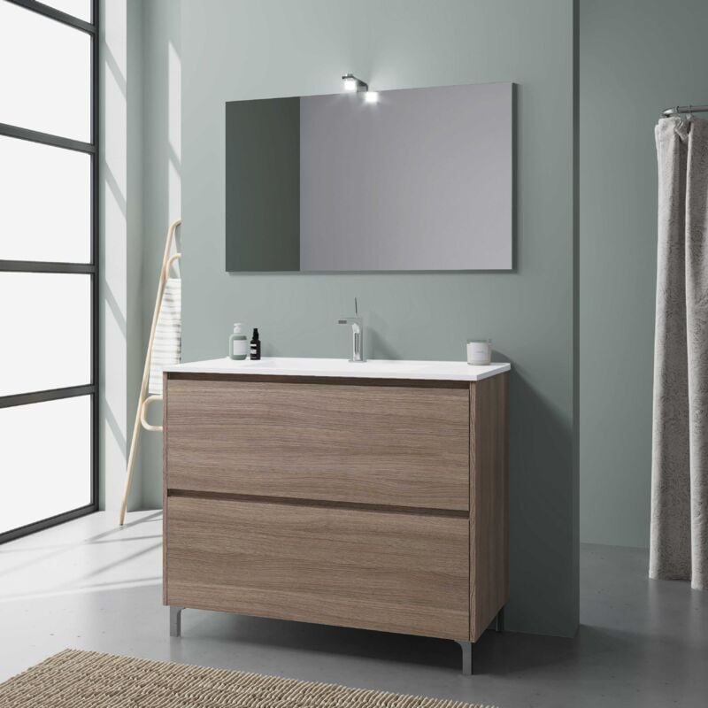 foto del prodotto kiamami valentina mobile con lavabo a terra 100 cm quercia laguna