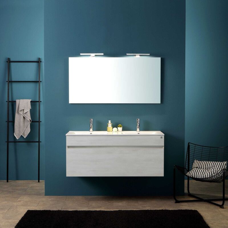 foto del prodotto kiamami valentina mobile da bagno moderno bianco legno da 120 cm con doppio lavabo sole