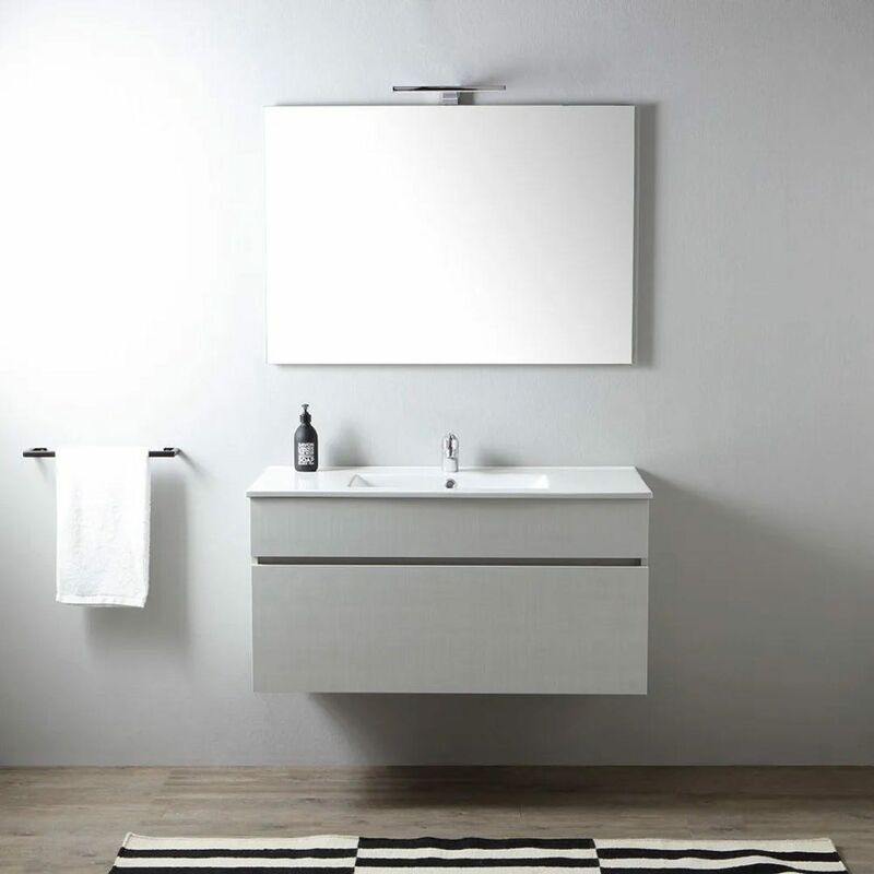 foto del prodotto kiamami valentina mobile da bagno sospeso 100cm cassetto sottolavabo grigio moon silvia
