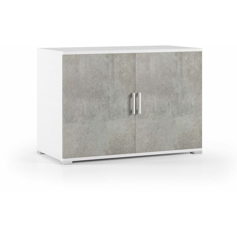 foto del prodotto kiamami valentina mobiletto contenitore per il bagno bianco con ante cemento