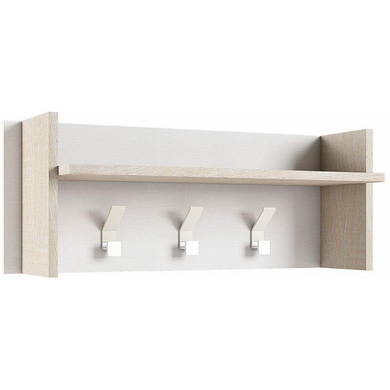 foto del prodotto kiamami valentina pannello appendiabiti in legno bianco e rovere 3 ganci
