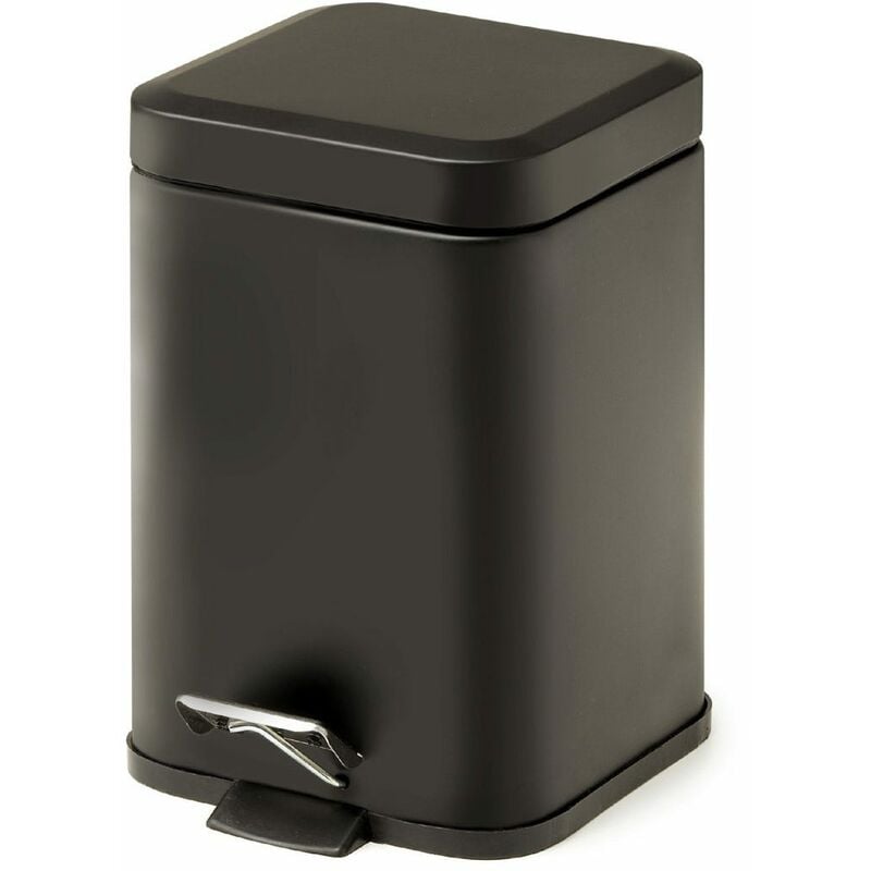 foto del prodotto kiamami valentina pattumiera bagno rettangolare in acciaio nero 3l artemisia