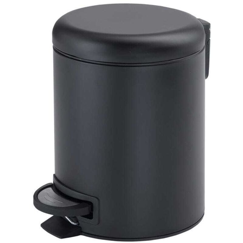 foto del prodotto kiamami valentina - pattumiera bagno rotonda apertura a pedale da 3 litri nera soft-close acciaio inox papaya