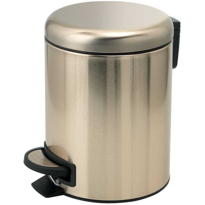 foto del prodotto kiamami valentina pattumiera bagno rotonda apertura a pedale da 3 litri oro soft close acciaio inox papaya