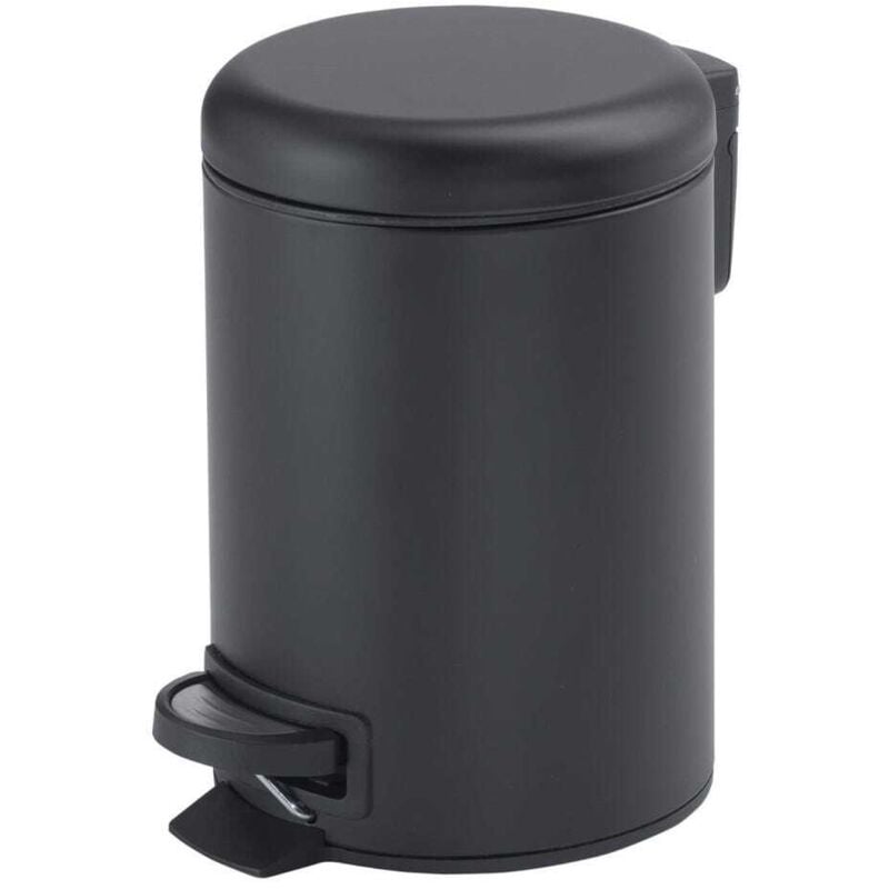foto del prodotto kiamami valentina - pattumiera bagno rotonda apertura a pedale da 5 litri nera soft-close acciaio inox papaya