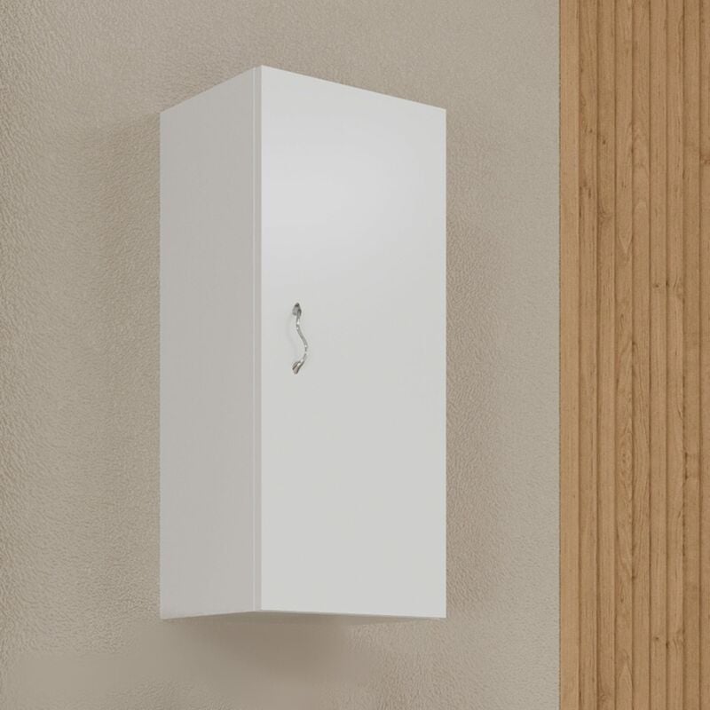 foto del prodotto kiamami valentina pensile bagno sospeso ad un anta reversibile bianco lucido easy