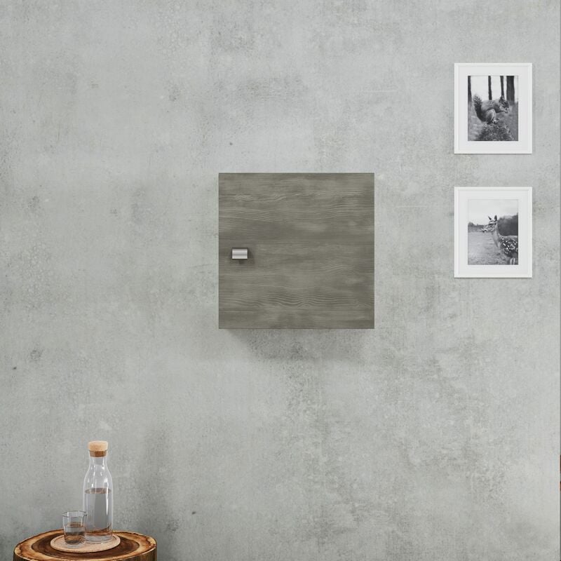 foto del prodotto kiamami valentina pensile cubo 45x45x15 finitura quercia grigio scuro effetto legno facile