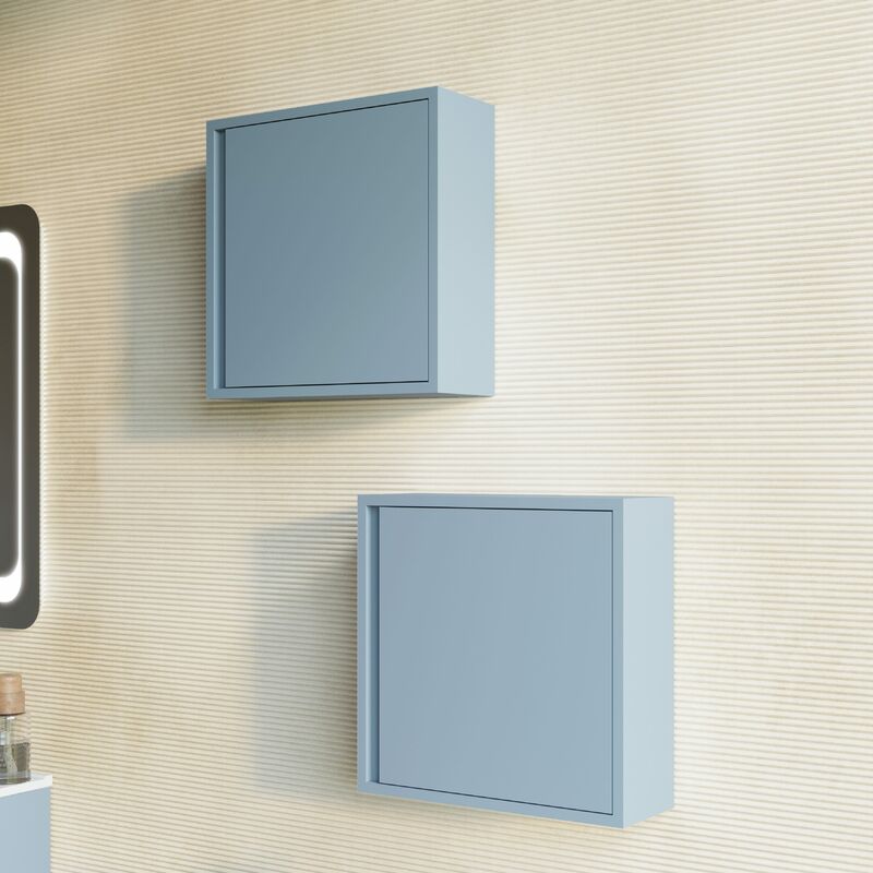 foto del prodotto kiamami valentina pensile cubo sospeso per bagno 39cm con anta celeste opaco monaco