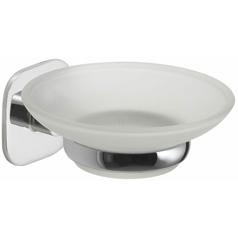foto del prodotto kiamami valentina piattino portasapone vetro acciaio inox cromato timo