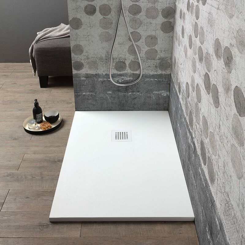 foto del prodotto kiamami valentina piatto doccia 100x80 bianco effetto pietra muse