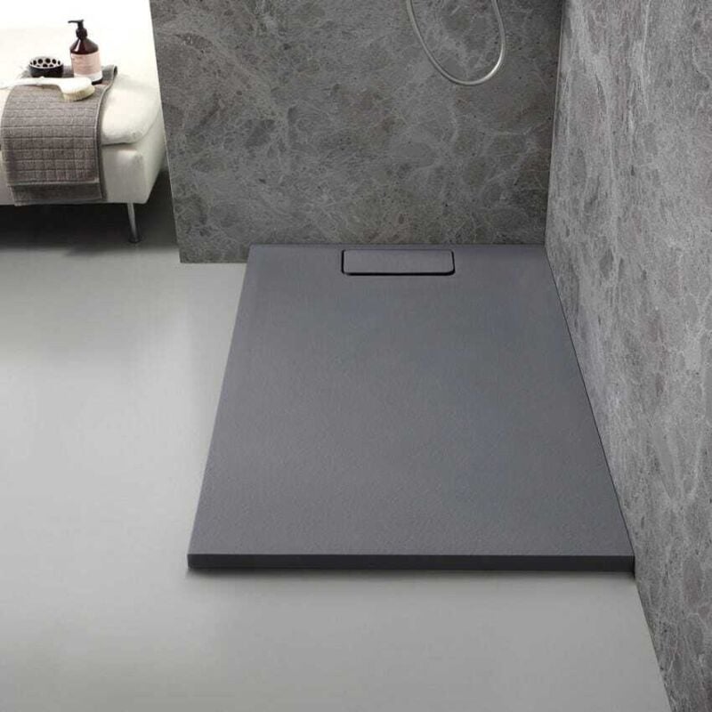 foto del prodotto kiamami valentina piatto doccia 70x100 resina effetto pietra grigio ardesia mart